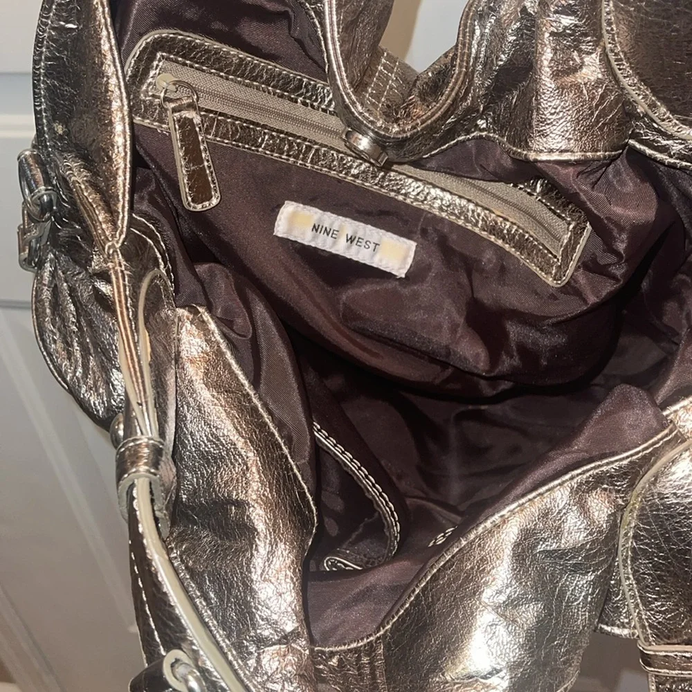 Metallic gold Nine West Women's Handbag y2k purse tote 2000s